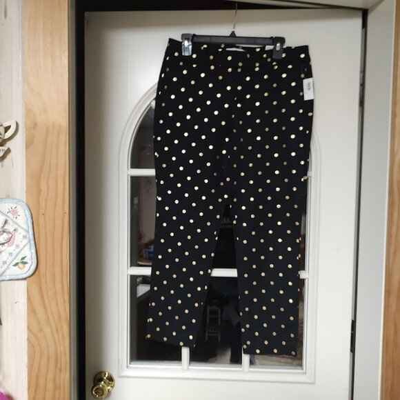 New Old Navy Pixie Black Gold Polka Dot Ankle Pants Size Women's 10 - Picture 1 of 2